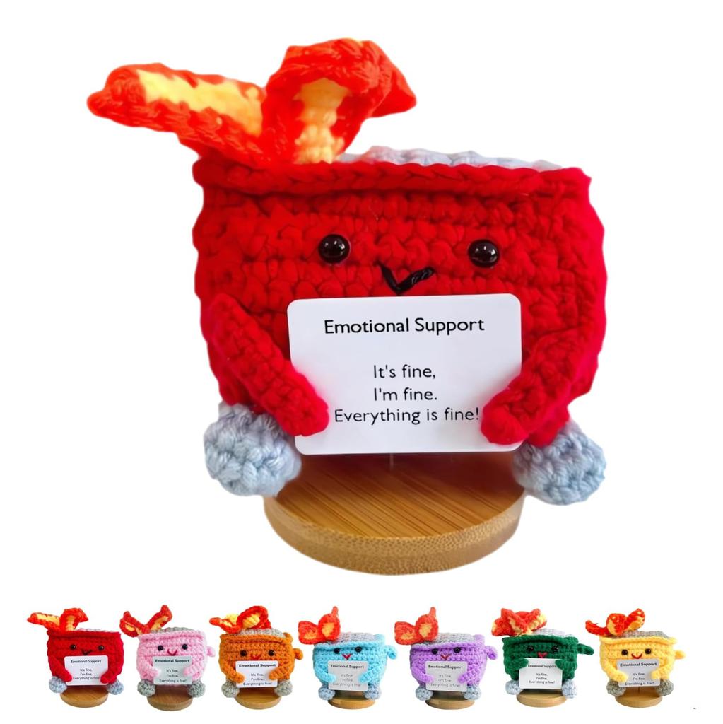 Emoční podpora Popelnice Oheň Panenka, Ručně Háčkovaný Emoční Podpora Popelnice Oheň Dárek, Rozkošná Háčkovaná Popelnice Oheň Pletací Hračka Dekorace na Stůl