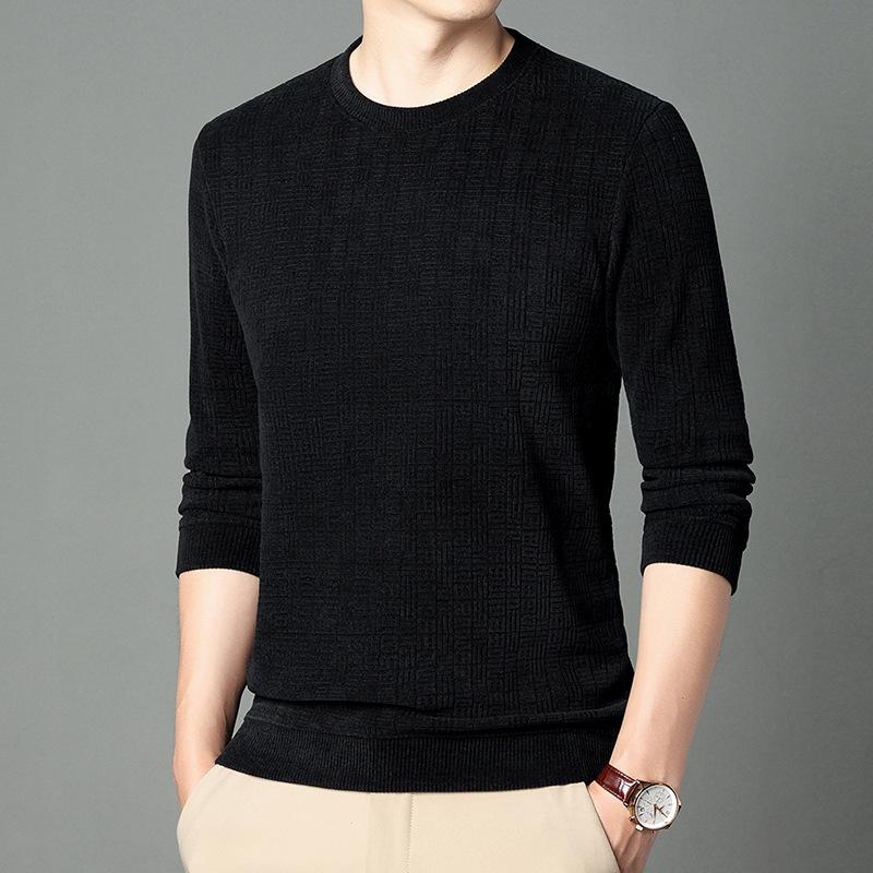 Тонкая мужская толстовка с капюшоном из шенилла на весну и осень с круглым вырезом — фото 4