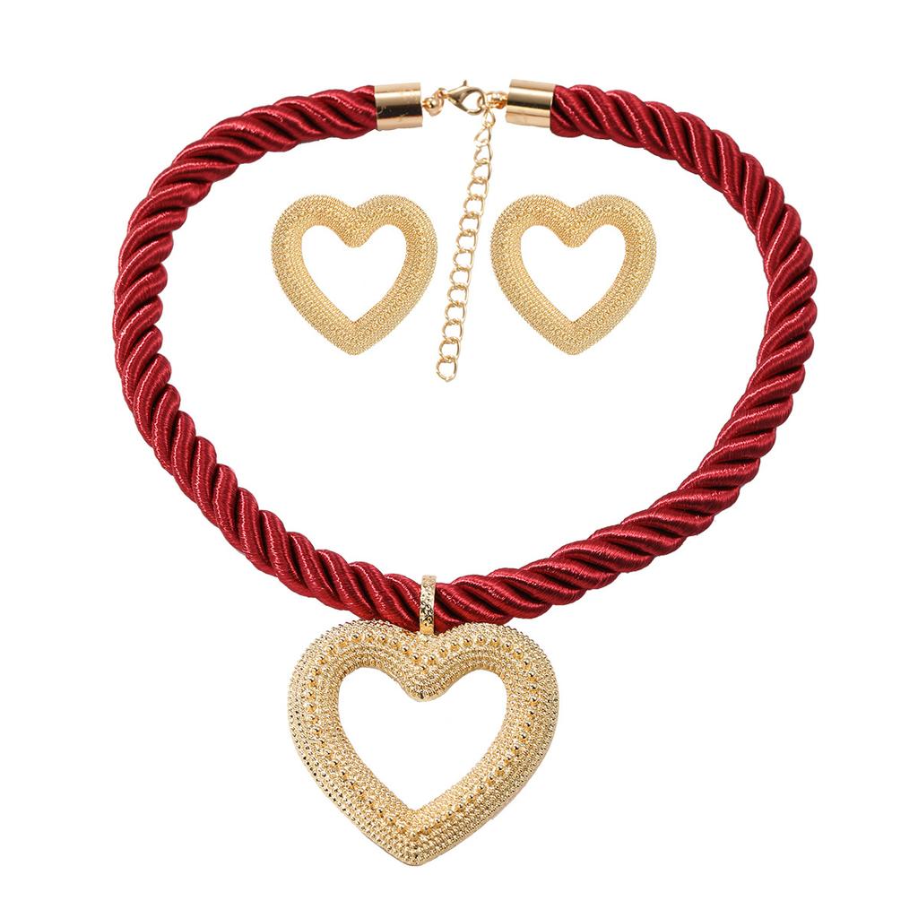 Heart Pendant Woven Twist Necklace for Women Jewelry Gift Holiday Party Wear Accessory