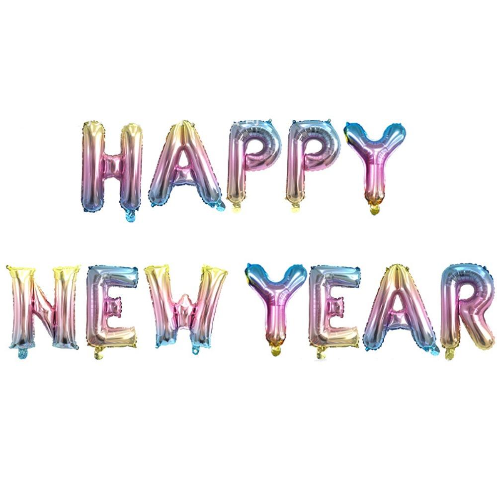 Happy New Year 2026 Alphabet Balloons Holiday Ornaments New Year Colorful Foil Balloons Inflatable Party Supplies