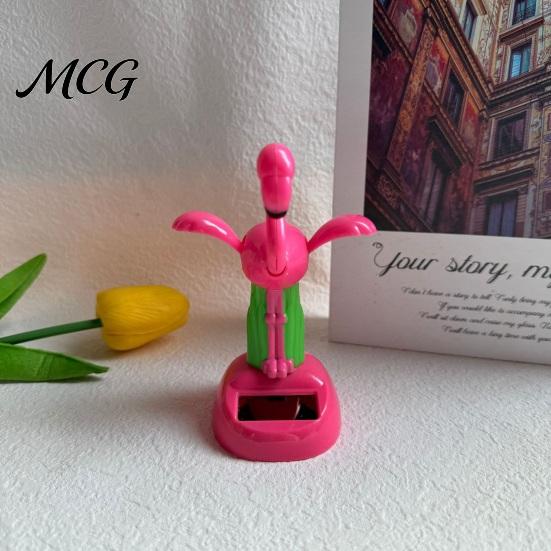 Durable Solar Dashboard Ornament Crane Bobble Head Car Decor, Cute Animal Ornament, Interior Decoration, Creative Home Office Gift Bright Rose
