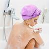1pc Women's Quick-Dry Hair Cap with Chef Hat Design &Pink Bow - Soft coral fleece Shower Cap for Fast Hair Drying,Cute Turquoise