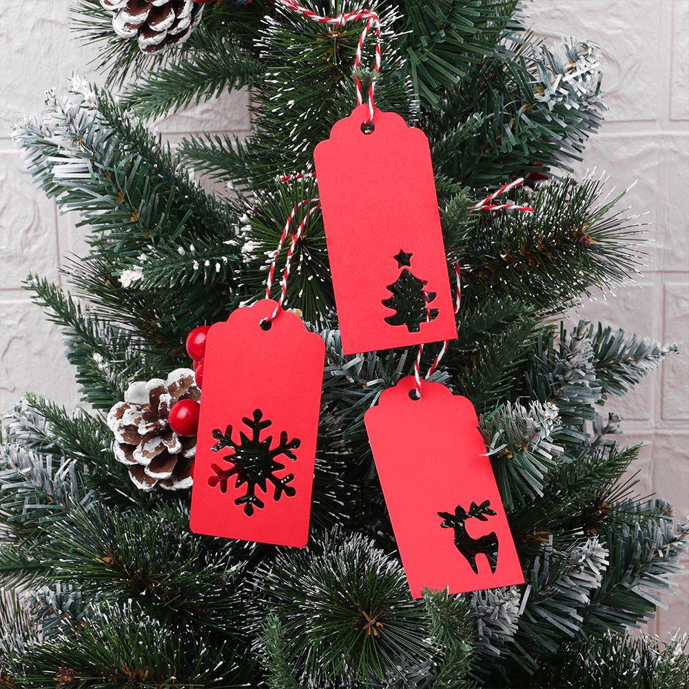 50pcs DIY Crafts Xmas Tree Hanging Christmas Card Label Kraft Paper Tags Thanks Tag Snowflake