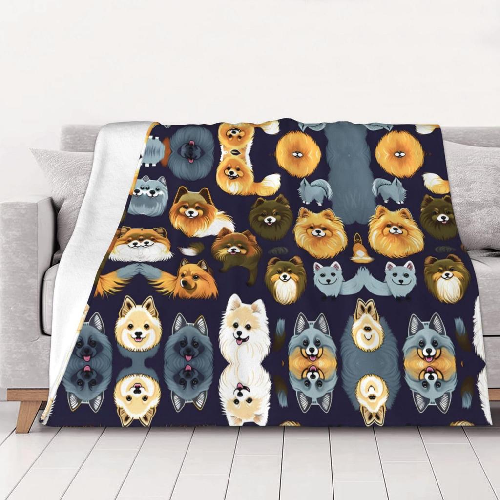 Cute cartoon dog Printed Blanket for Sofa Bed Travel Camping Living Room Office Conditioning Blanket for All Seasons Gifts