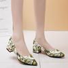 Elegant Flower Print Low Heels Shoes Woman Casual Shallow Party Pumps Female Short Heels Designer Loafer Shoes Large Size 45