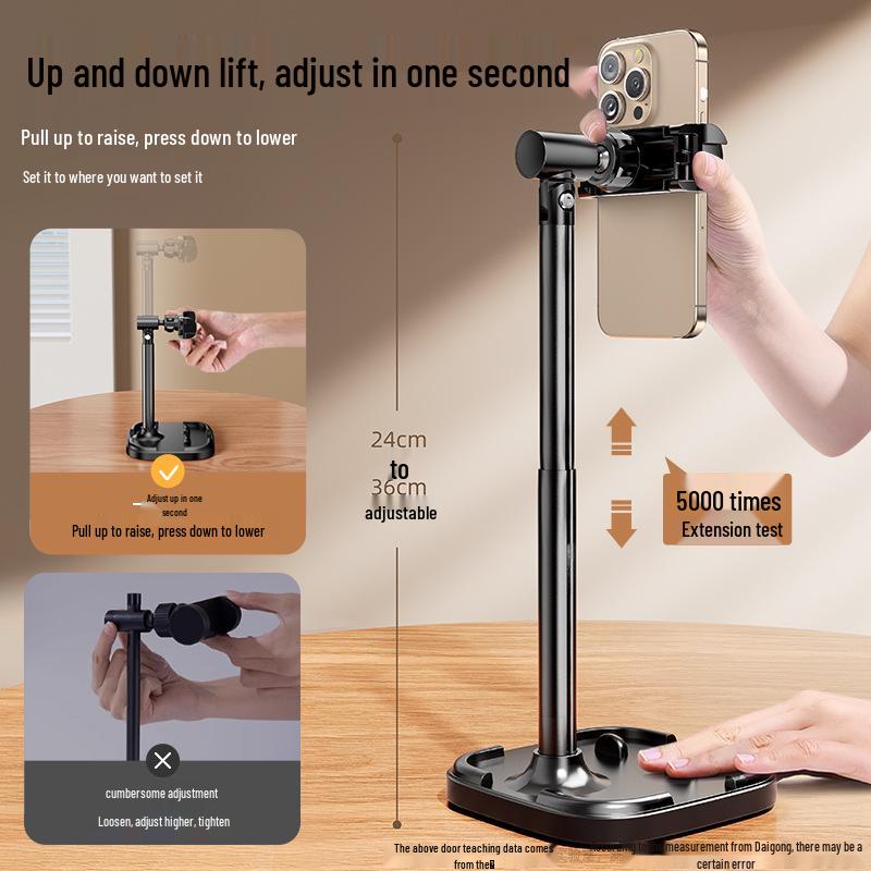 Desktop Telescopic Adjustable Phone & Tablet Selfie Stand for Live Streaming