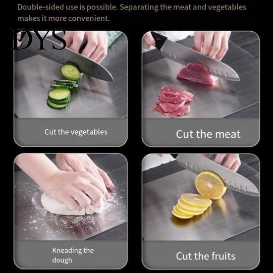 Stain Resistant Cutting Board Double-Sided Stainless Steel Non-Slip Kitchen Chopping for Meat Prep Vegetables Dough Rust-Proof Multi-Purpose