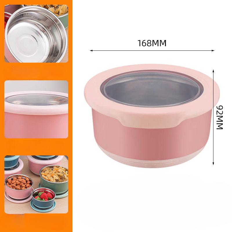 Stainless Steel Insulated Lunch Box with Lid Kitchen Food Sealed BoxHousehold Refrigerator Insulated Bowl