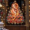 Holiday Window Dressing 2027 Zodiac Sheep Static Clings, Red Gold Russian New Year Glass Traditional Festive Art Decals, Reusable Stickers,