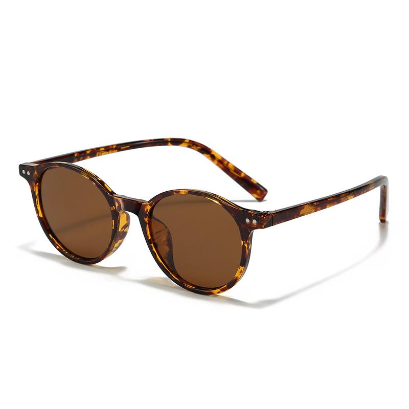 Vintage round frame rice nail pin polarized sunglasses men and women fashion Internet celebrities personality trend advanced sense sunglasses