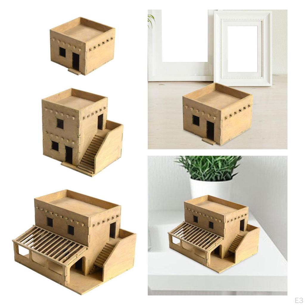 1/72 House Model Building Landscape Materials Wooden Puzzle Toys 3D Puzzles Unassembly for
