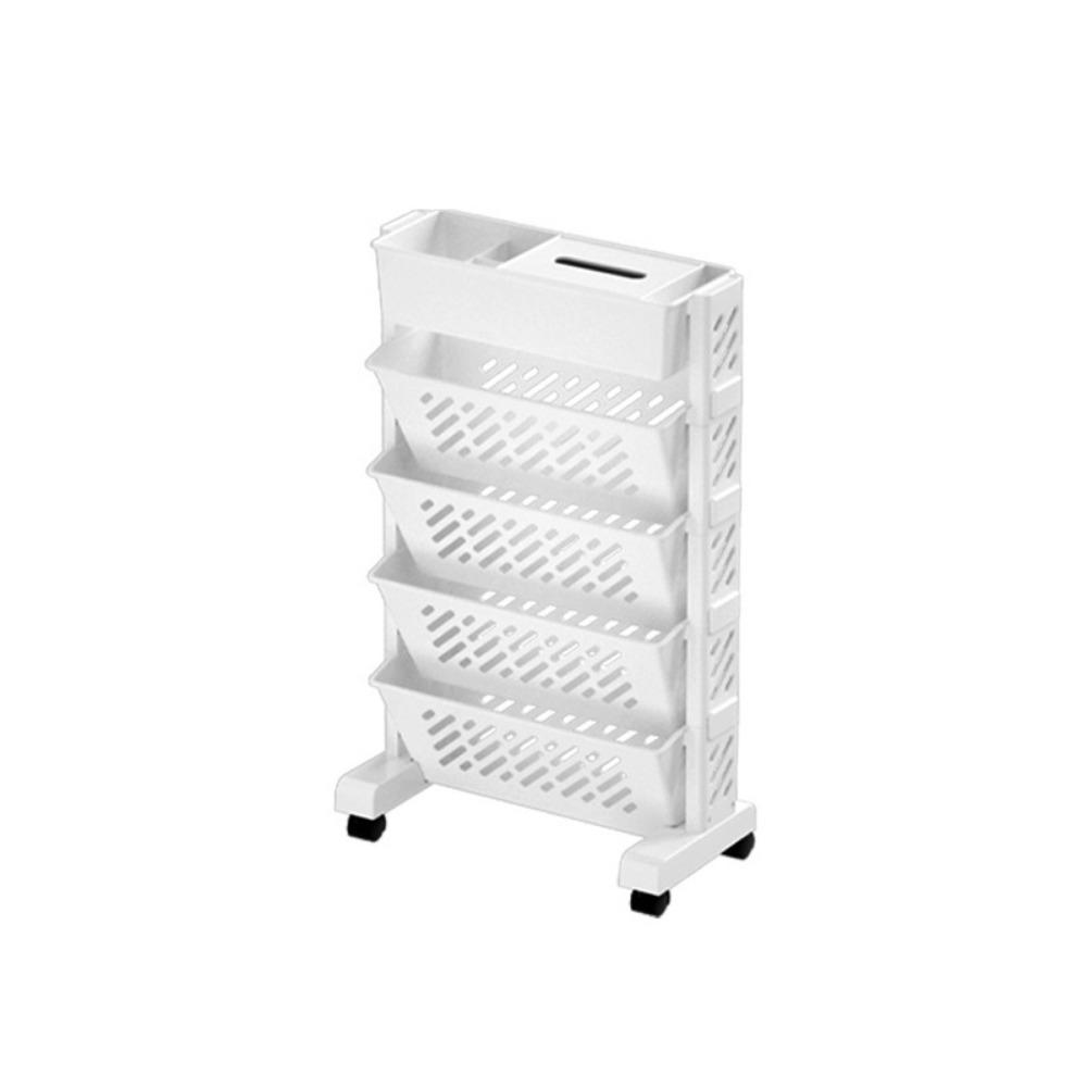 Movable Multi-Layer Bookshelf 5/6 Layers Table Side Storage Basket  Bookstore
