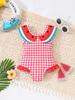 Baby Girls Swimwear Watermelon Design One Piece Swimsuit Doll Neckline Swimwear