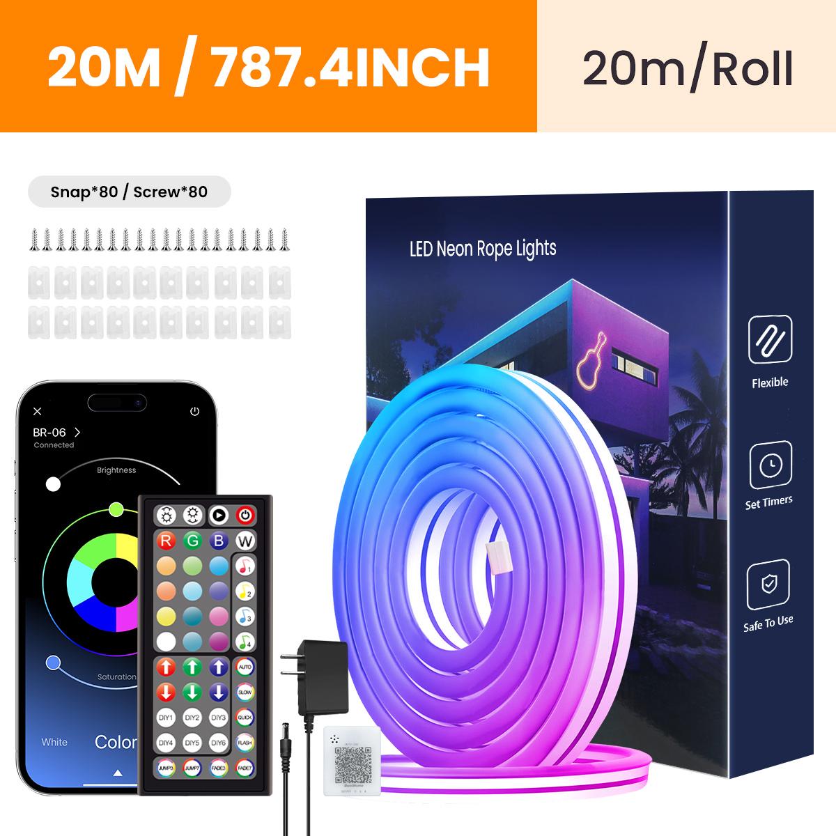 

Светодиодные неоновые огни Nexillumi RGB, пульт дистанционного управления с приложением Smart App, водонепроницаемый шнур IP65 для синхронизации музыки и смены цветов для спальни, игровой приставки EU plug