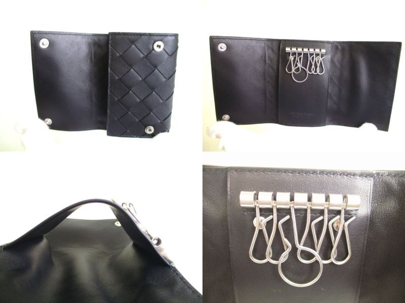 Authentic BOTTEGA VENETA Black Leather Silver H/W 6 Pics Key Cases #a120  Refurbished