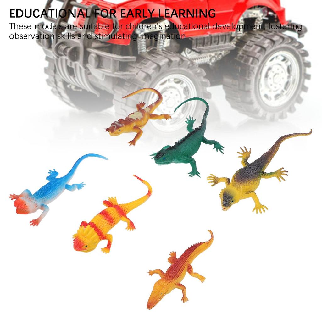 6 Pcs Lizard Figurines Educational Early Learning Realistic Models Reptile Animal Figurine Toys Set