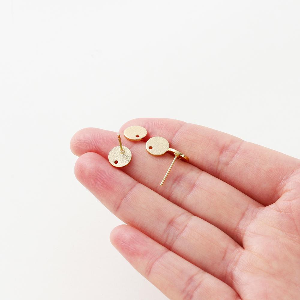 10Pcs 14K/18K Gold Color Plated Brass Frosted Ear Stud Earring Hooks for Jewelry Making DIY Earrings Accessories Supplies