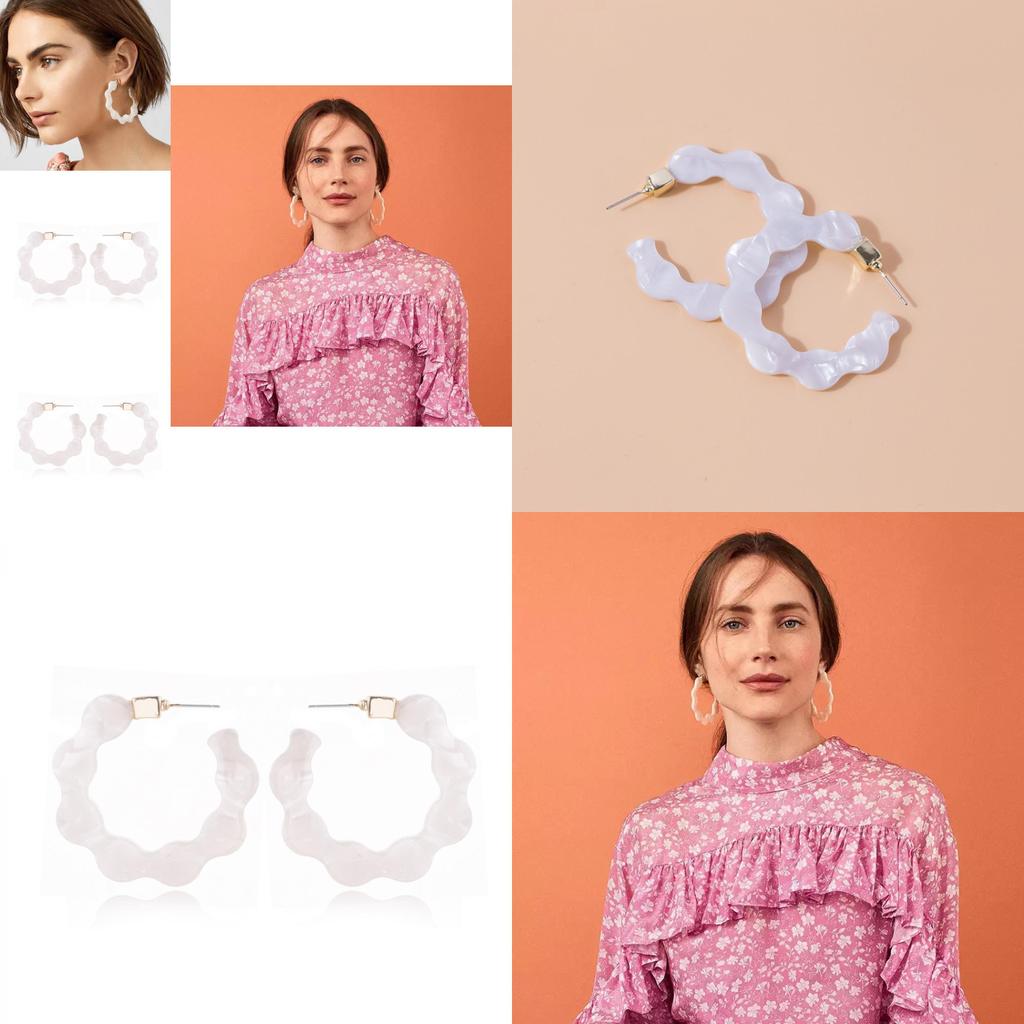 Elegant White U-shape Alloy Earrings Ideal For Weddings And Celebrations