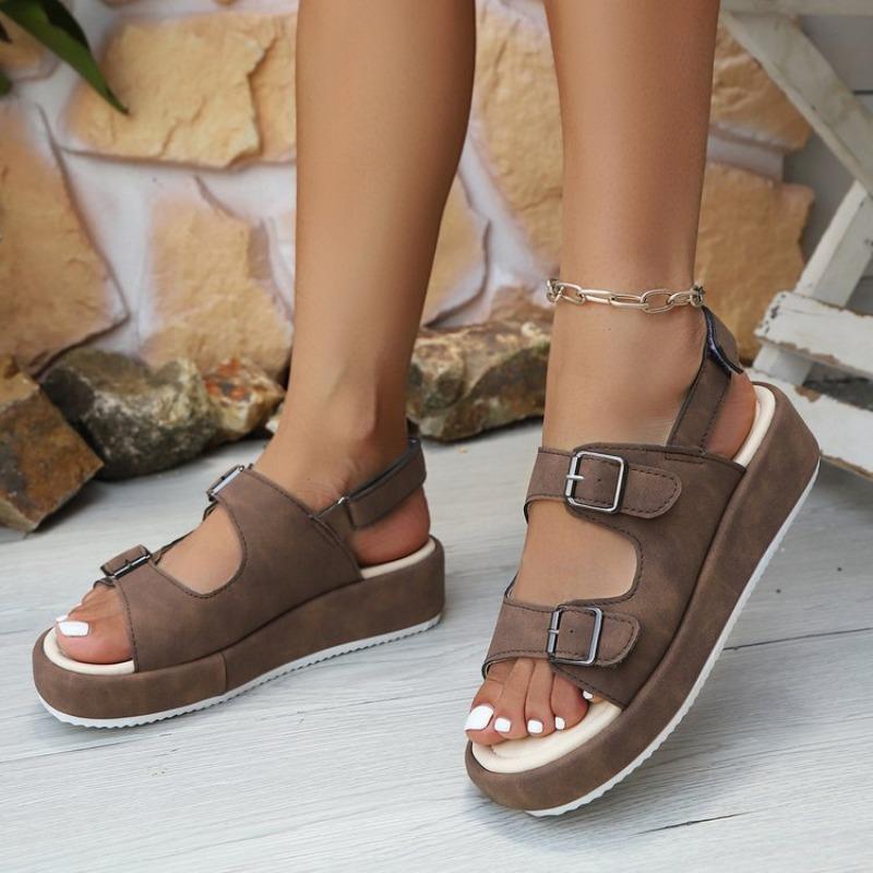 2026 Sommer Schnallenriemen Damen Sandalen Mode Offene Zehenpartie Lässig Neuer Gürtelschnallen-Stil Rom Bequem Bestseller Flache Sandalen