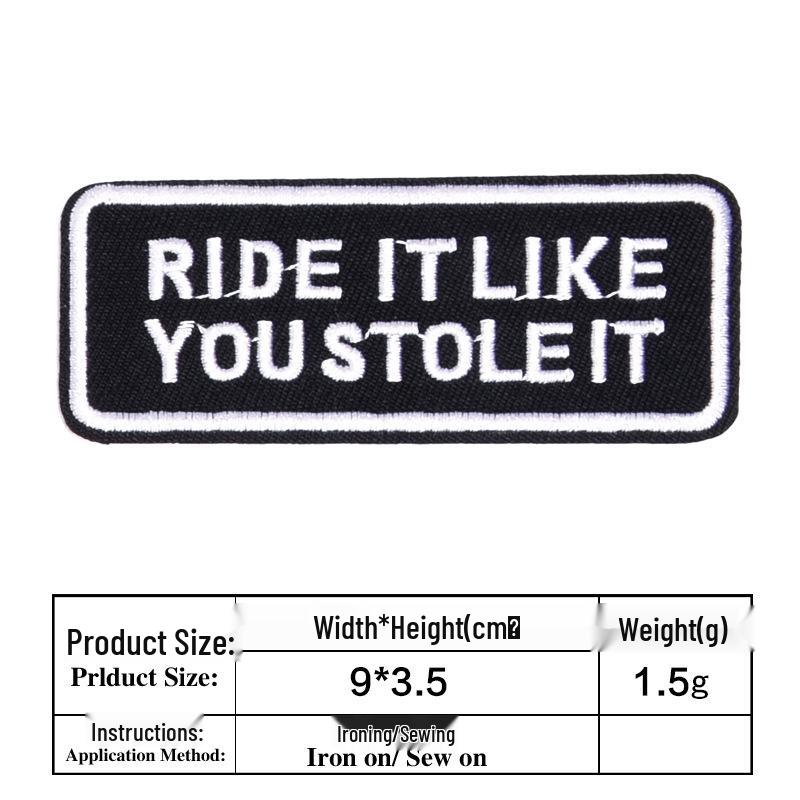 Vtipné černobílé vyšívané anglické písmenkové nášivky na oblečení