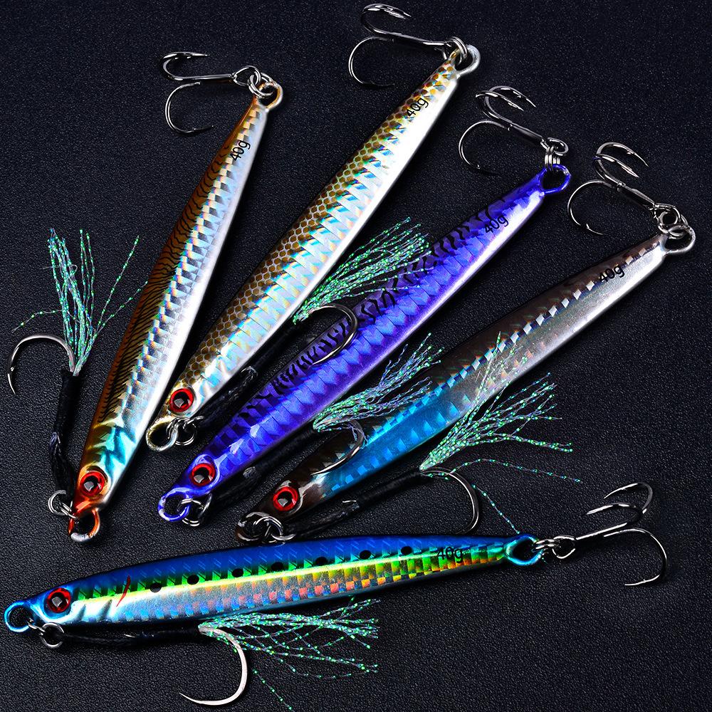 3D Fast Drawing Sea Fishing Lure with Hook Boat Fishing for Drifting Mackerel Hook, Long Throw Speed Sinking Iron Plate Fishing Gear