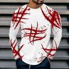 3D Printed Fun Top Men's Colorful O Neck Long Sleeved T-shirt, Spring and Autumn Casual T-shirt Oversized Sports Street T-shirt