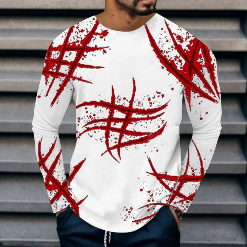 3D Printed Fun Top Men's Colorful O Neck Long Sleeved T-shirt, Spring and Autumn Casual T-shirt Oversized Sports Street T-shirt