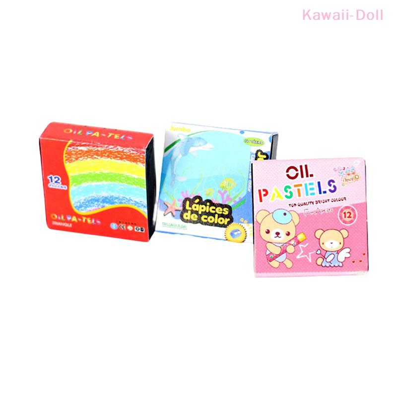 1Set Miniature Crayon Color Pencil Box Model 1:12 Doll House Decor Accessories Kids Pretend Play Toy