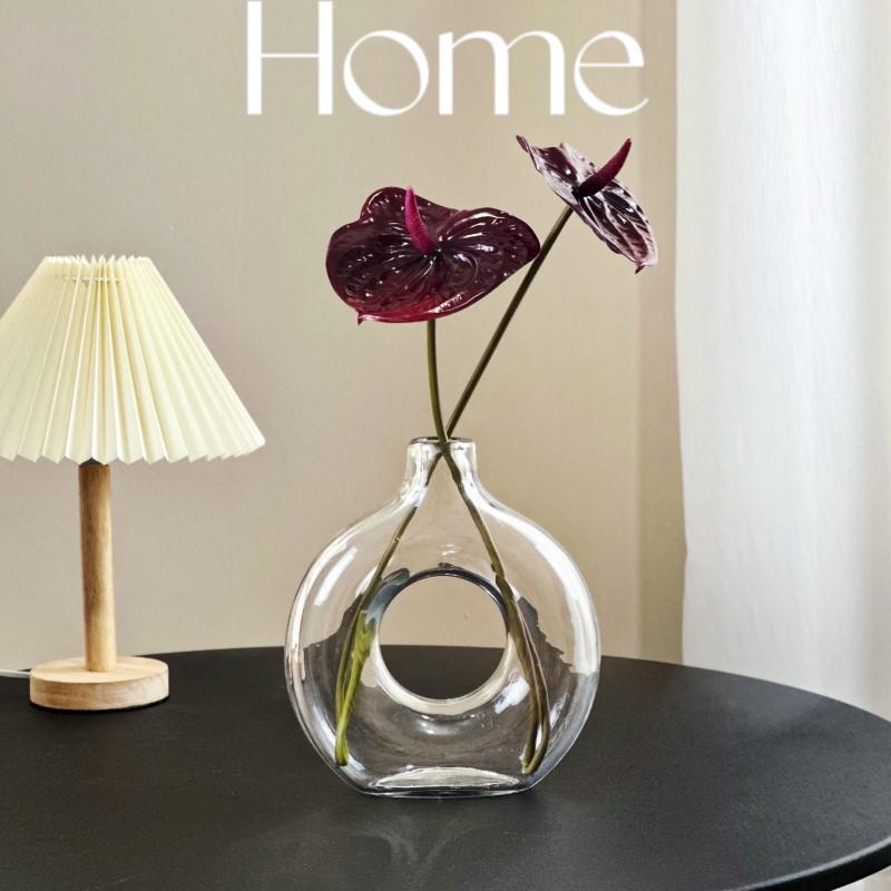 Glass Vase Geometric Hollow Circles Flower Vase Hydroponics Terrarium Doughnut Flower Arrangement Home Decoration Accessories