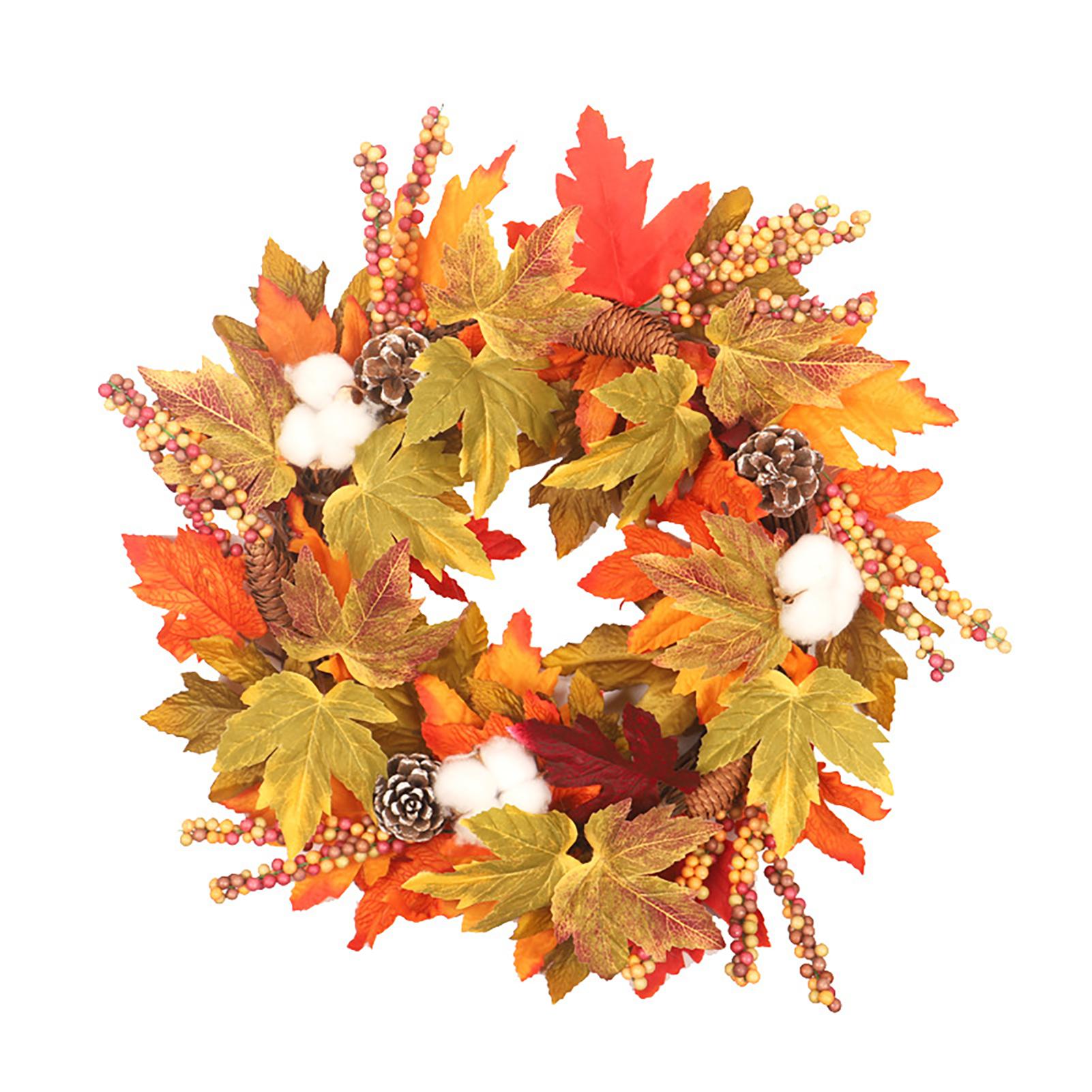 

Door pendant Maple Leaf Wreath Simulation Cotton Garland for Thanksgiving