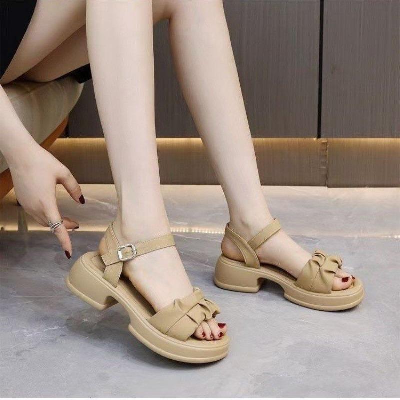 Nuevas Sandalias Casuales y Versátiles para Mujer con Suela Gruesa para Zapatos que Aumentan la Altura y Zapatos de Playa con Tacones Gruesos