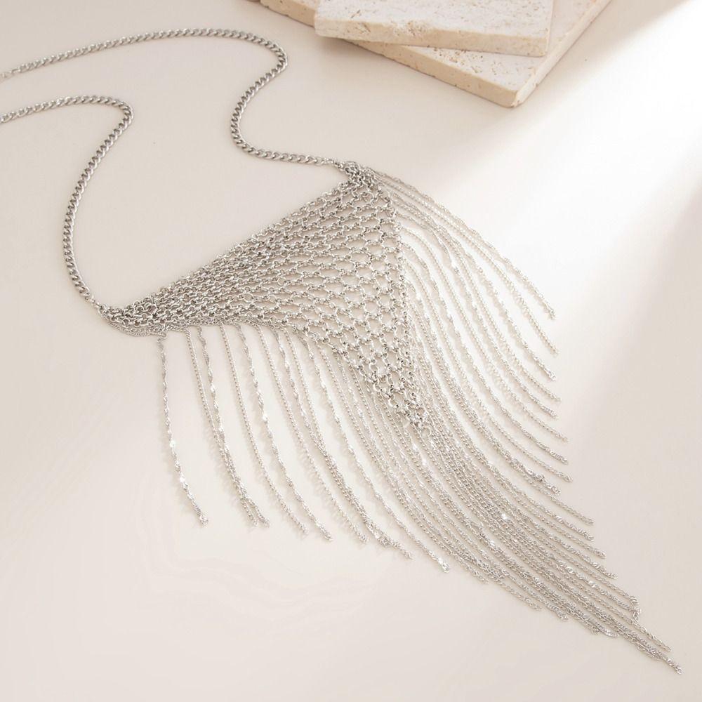 Charm Tassel Necklace Triangle Bohemian Collarbone Chain Simple Multi Layer Necklace Gift