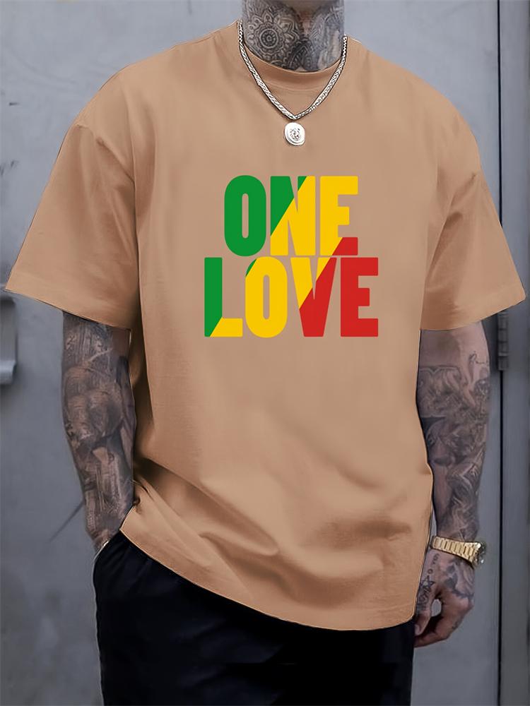 One Love 3d Printed Mens T-shirt Reggae Style Men's T-Shirt Summer Daily Casual Men's Tee Outdoor Street Fashion Men's Short-sleeved Top