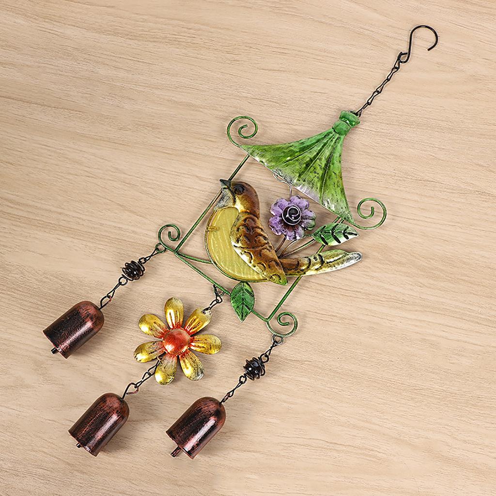Metal Glass Bird Butterfly Painted Wind Chimes Door Window Hanging Ornament Vintage Hanging Decorations for Porch Garden