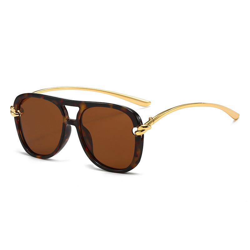 Bohemian Leopard Print Pilot Sunglasses With Uv400 Protection For Outdoor Travel And Fashion