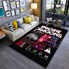 Rock Band Area Rug, Imagine Dragons Loom World Tour Concert Poster Red Black Believer Radioactive Print, Rock Decor, Non-Slip Mat