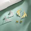 Teamer Bamboo Leaf Stainless Steel Stud Earrings for Women Girls Minimalist Cool Design Earrings Waterproof Jewelry 2026 New