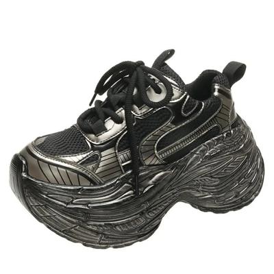 Fashion 8.5CM Comfort Chunky Sneakers Casual Outdoor Non-slip Vulcanized Shoes Woman High Platform Sneakers Lace Up Sport Shoes Women