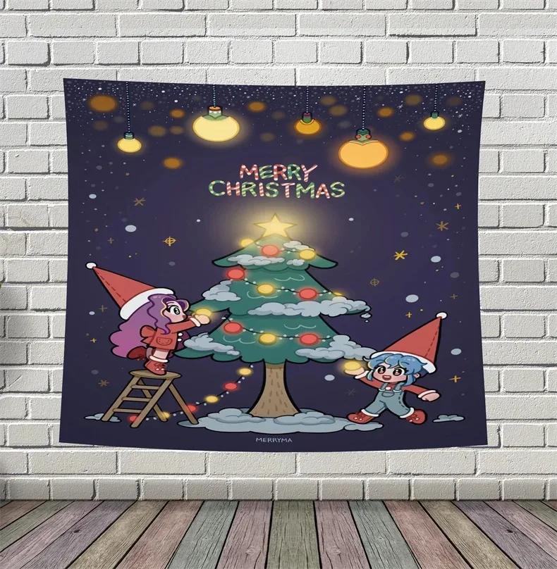 Christmas Theme Abstract Tapestry Living Room Sofa Home Decor Christmas Gift