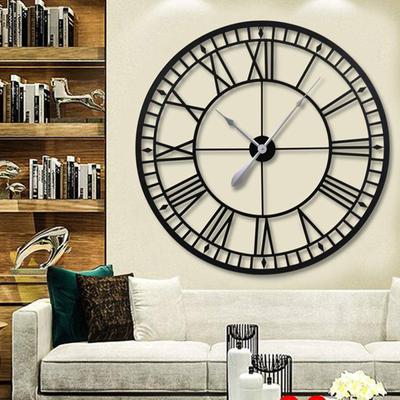 40 cm große Wanduhr mit großen römischen Ziffern, riesiges offenes Zifferblatt, rund