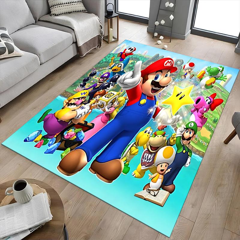 1pc Super Mario Bros Team Carpet for Playroom Bedroom Living Room Sofa Home Decor,kids Game Area Rug Non-slip Floor Mat Y72914