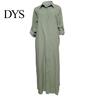 Spring Long Dress Summer Maxi Loose Turn-down Collar Sleeves Pure Color Casual Solid Single-breasted Cardigan OL Commute Daily Wear Women Lightweight