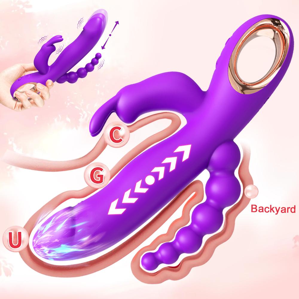 3 In 1 Dildo Rabbit Vibrator For Women G-Spot Orgasm Masturbator Anal Plug Clitoris Stimulator Female Masturbation Sex Toys 18+