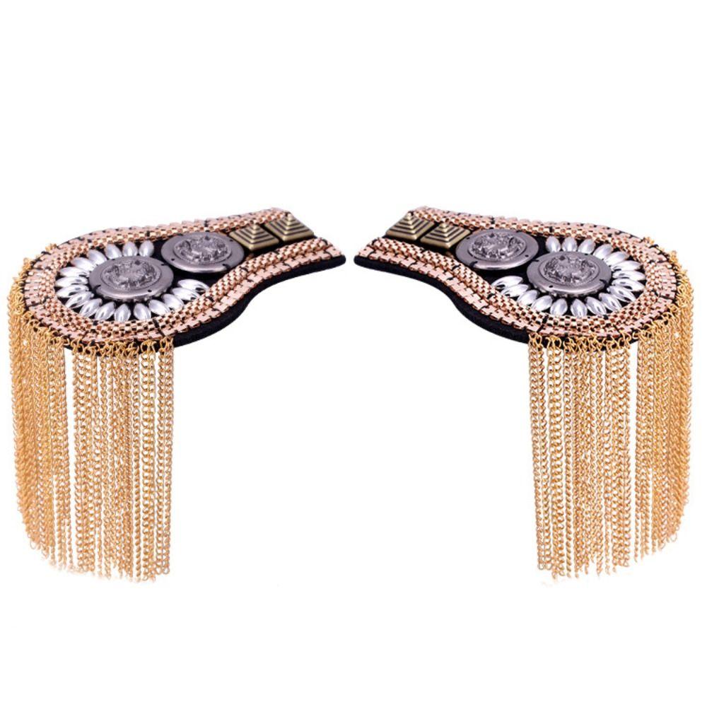 Metal Brooch Shoulder Board Zinc Zinc Alloy Jacket Vintage Brooch Tassel Chain Epaulettes  Party
