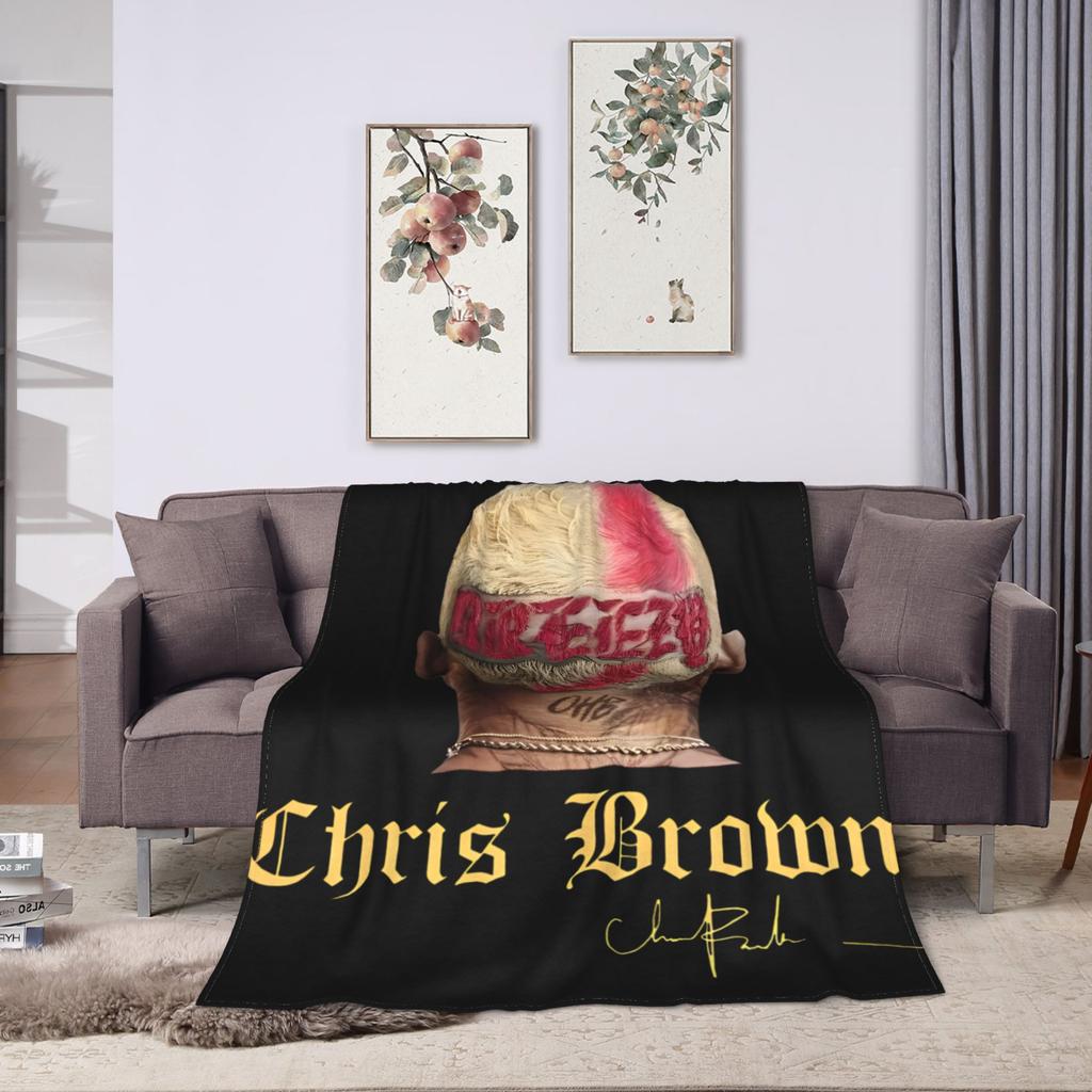 Middle Finger Vintage Chris Brown Blankets Fleece Autumn  Multi-function Super Soft Throw Blanket for Bedding Outdoor Bedspread