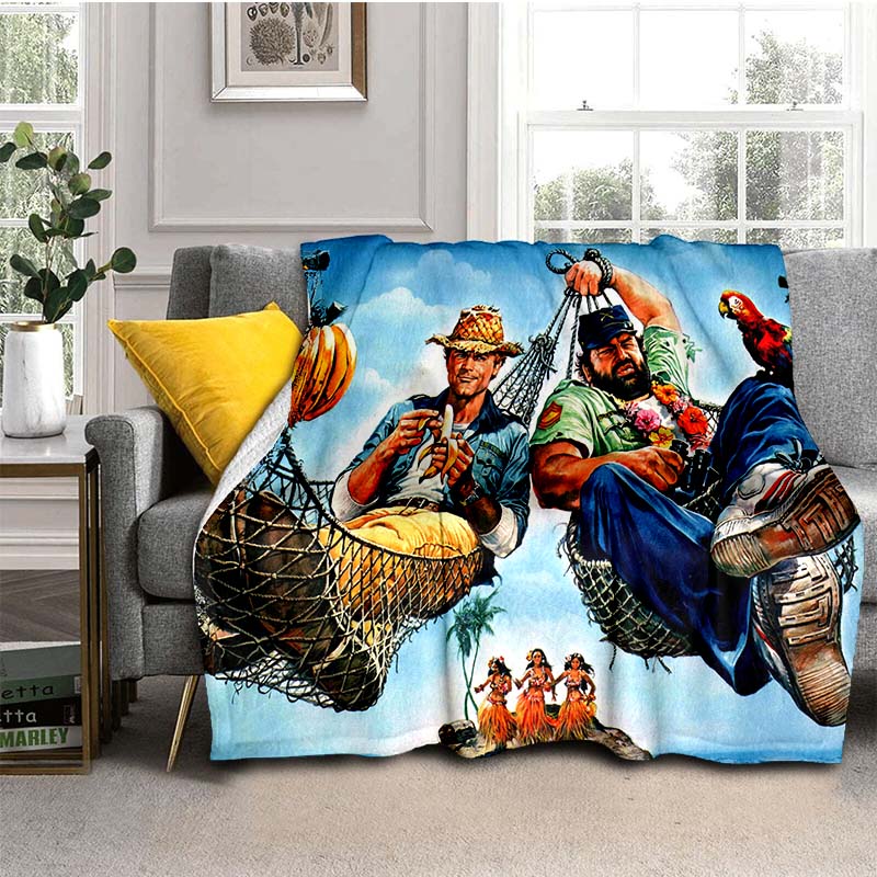 Bud Spencer Terence Hill Wirft Wirft Decke für Kindersofa Reise Wandern Picknick Beding Super Weiche Flanelldecke Geburtstagsgeschenk