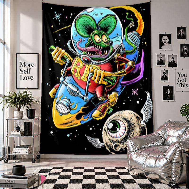 Wall TapestryRat Fink Art Hanging Cloth Decorative Background Cover for Room Decoration