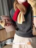 New autumn and winter ins wind contrasting color scarf female neck protector Korean version cute student warm knitted versatile scarf male