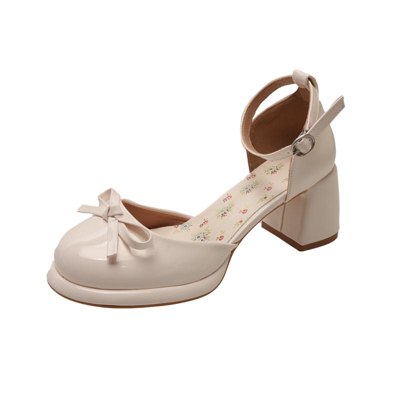 Fashion Bow Mary Jane Baotou Sandals Women 2025 Summer New Outside Wear Fairy Skirt Fashion Block Heel High Heels