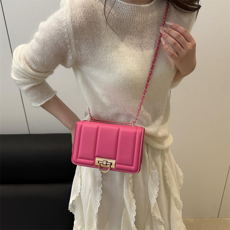 New women's bag fashionable solid color high-end sense versatile shoulder small square bag trendy messenger bag chain bag